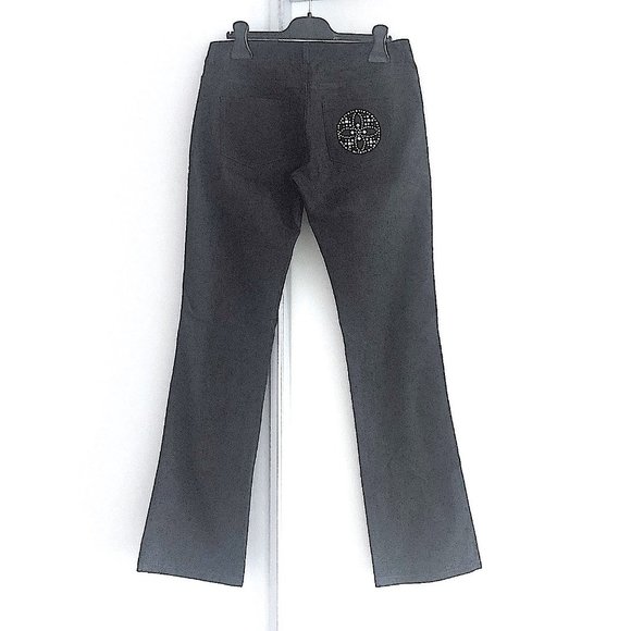 St. John Collection Embellished Black Boot Cut Jeans - Picture 3 of 8